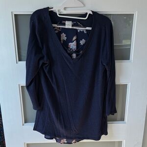 Madewell Deep Blue V-Neck Blouse